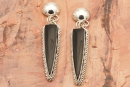Artie Yellowhorse Genuine Black Onyx Sterling Silver Post Earrings